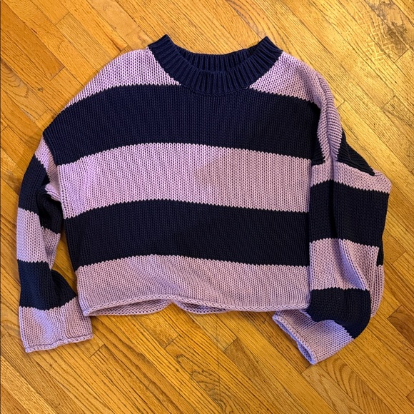 aerie Sweaters - Aerie Lavender and Navy Striped Sweater M